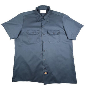 Dickies Work Shirt Mens XL Navy‎ Blue Short Sleeve Made in USA Utility Pockets